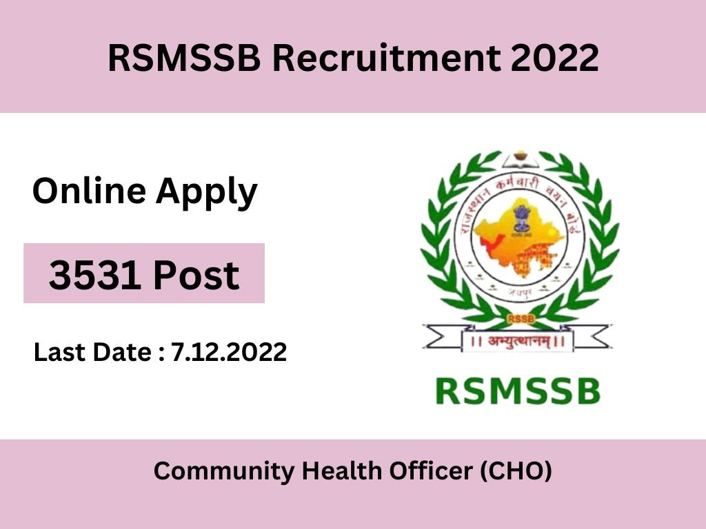 RSMSSB CHO Recruitment 2022